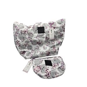Anna Sui for PB Teen Flower Dot Collection Tote and Pouch NWT Gray Purple Floral